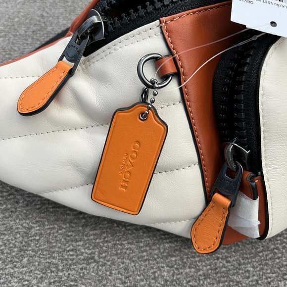 COACH CE552 Leather Track Belt Bag Quilting & Coach Stamp Chalk/Sunset Multi - Picture 10 of 10